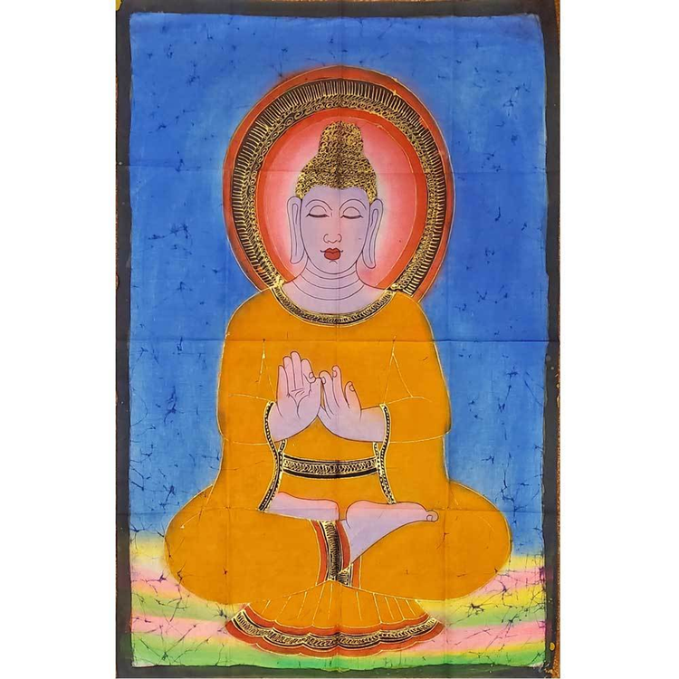 Buddha Teaching Double Lotus Meditation Wall Banner