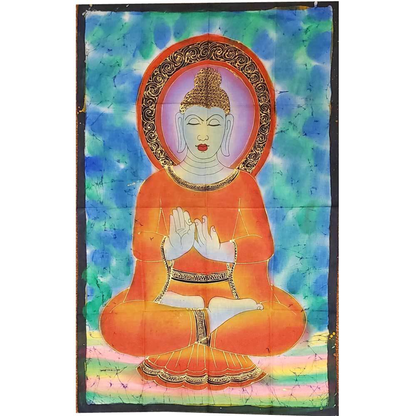 Buddha Teaching Double Lotus Meditation Wall Banner