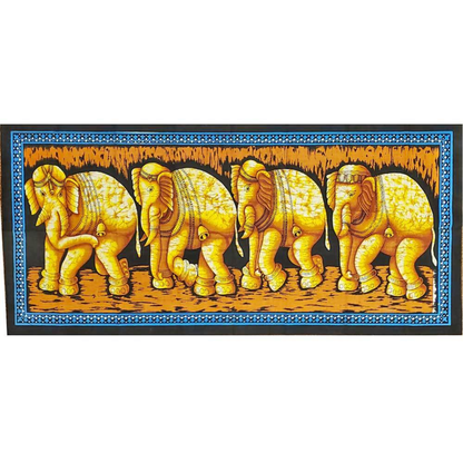 Matriarch Elephant Herd Batik Wall Banner