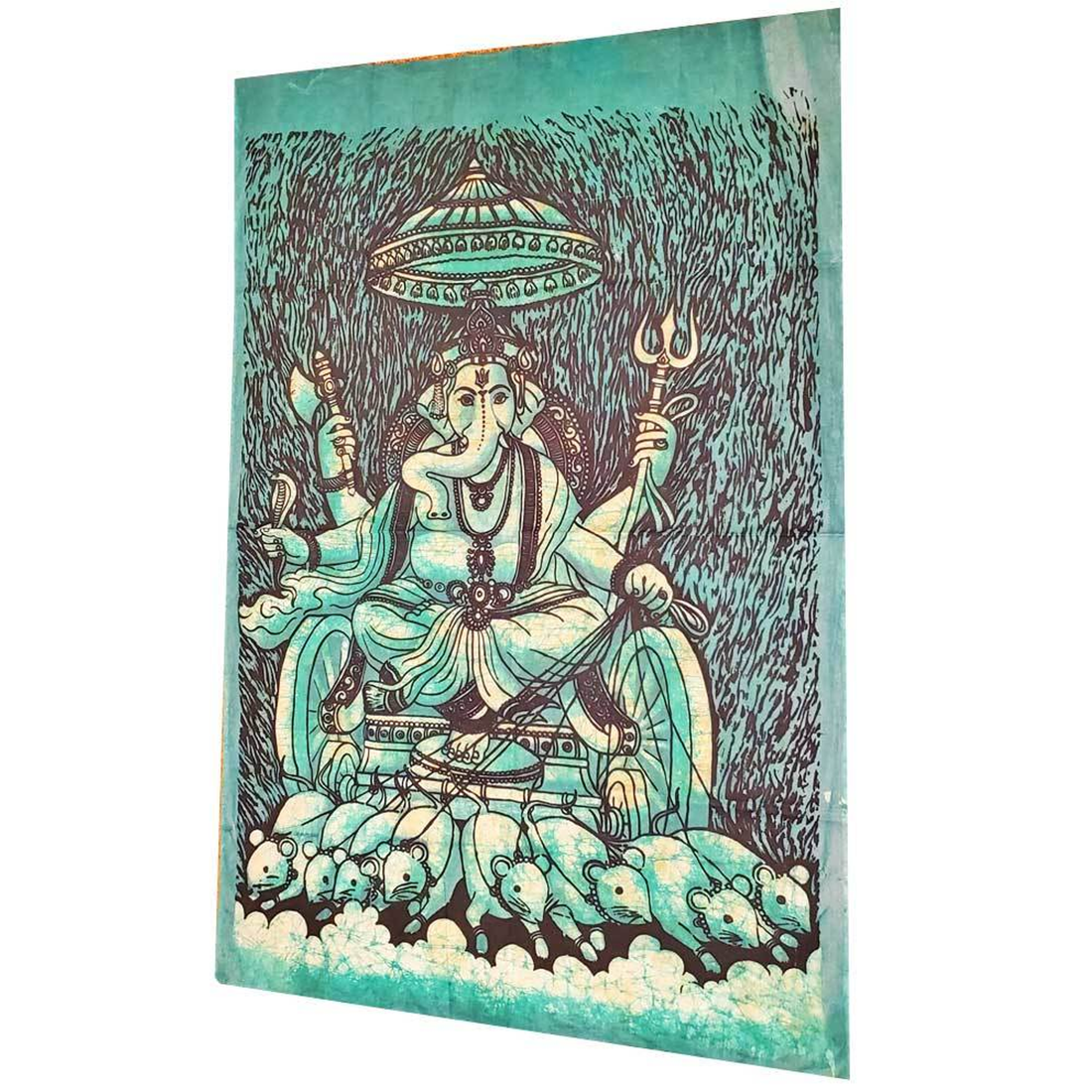 Batik Cotton Krauncha Ganesha Wall Banner Tapestry