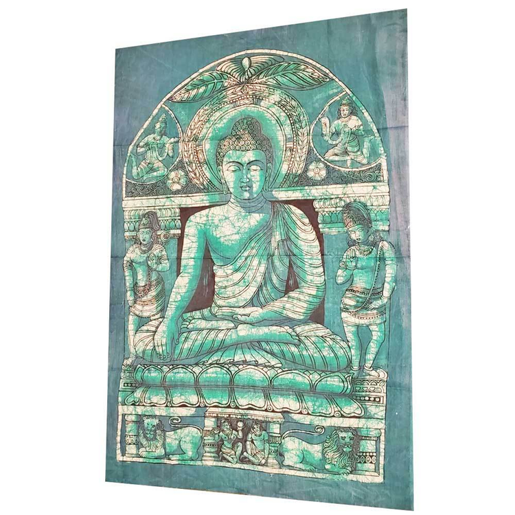 Batik Buddha in Enlightenment Vintage Tapestry Banner