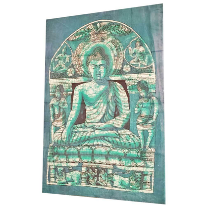 Batik Buddha in Enlightenment Vintage Tapestry Banner