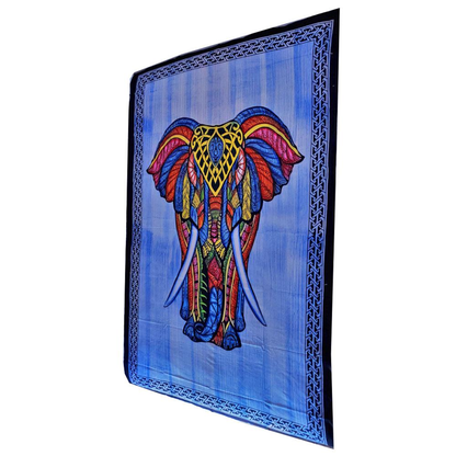 Indian Bohemian Elephant Brushstroke Art Tapestry Wall Hanging