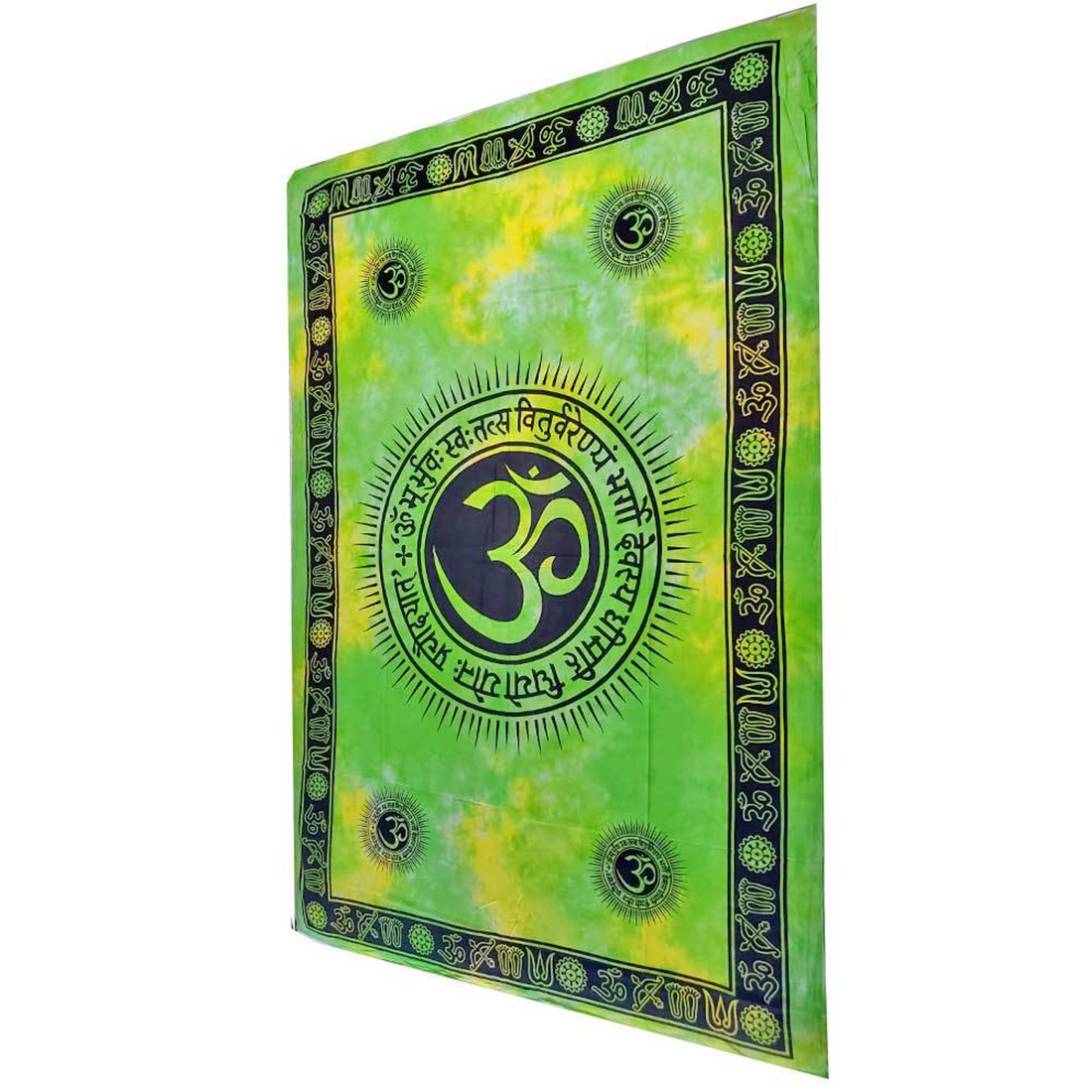 Aum Shanti Yoga Brushstroke Art Tie Dye Geometric Wall Tapestry