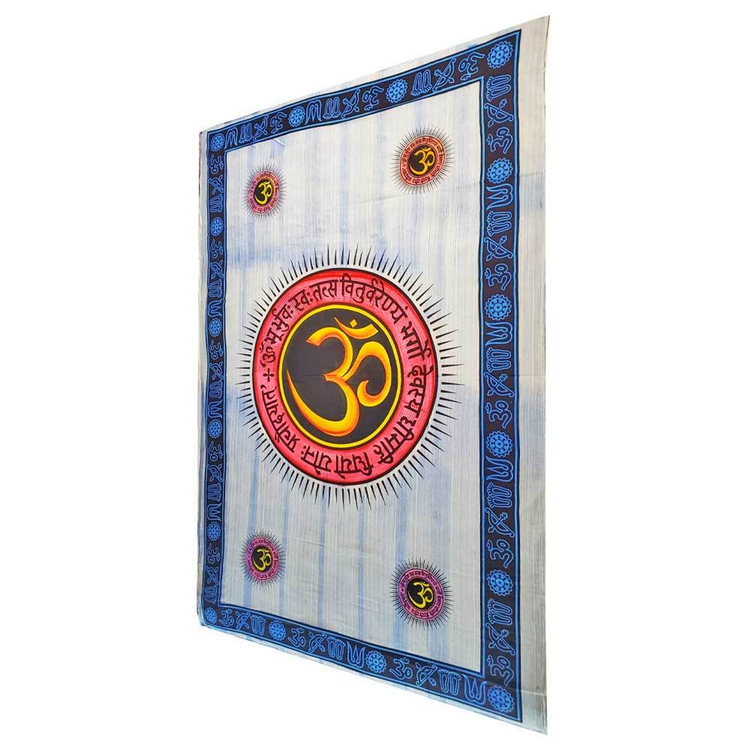 Aum Shanti Yoga Brushstroke Art Tie Dye Geometric Wall Tapestry