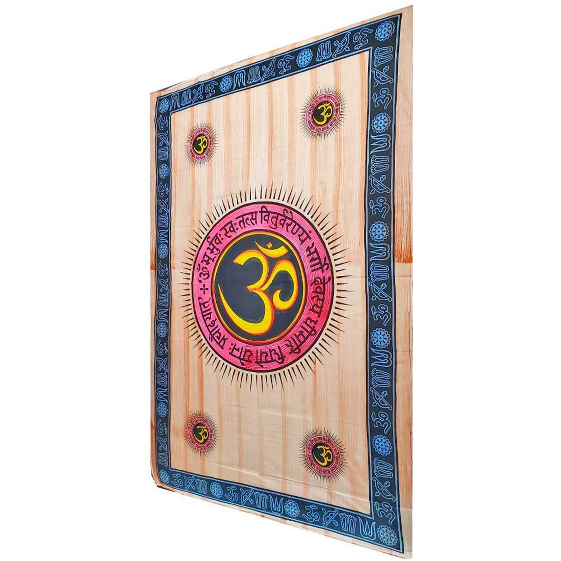 Aum Shanti Yoga Brushstroke Art Tie Dye Geometric Wall Tapestry