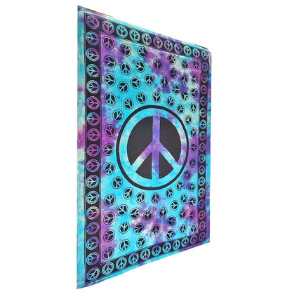 Tie Dye Peace Sign Tapestry Wall Hanging Coverlet