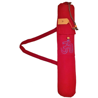 Cotton Sanskrit Aum Yoga Mat Bag with Pocket