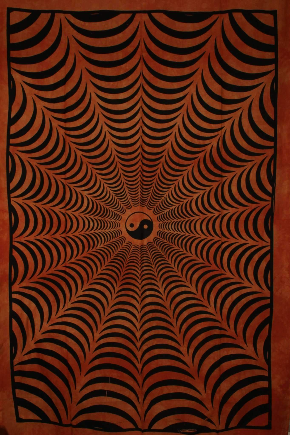Saffron Trippy Yin Yang 3D Handloom-Style Tapestry