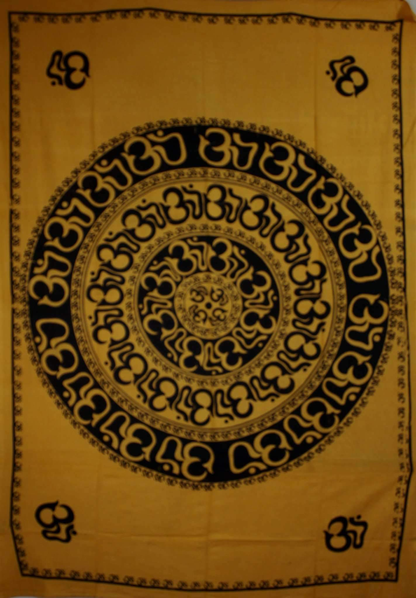 Om Shanti Mandala Handloom-Style Tapestry