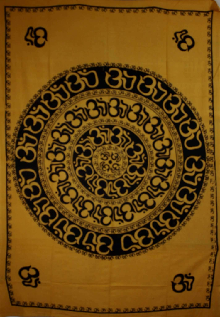Om Shanti Mandala Handloom-Style Tapestry
