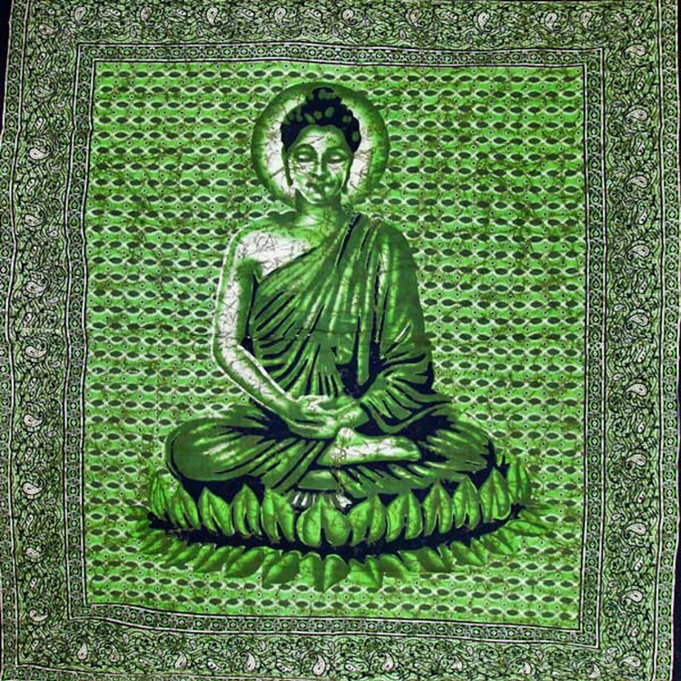 Buddha in Meditation Batik-Style Tapestry
