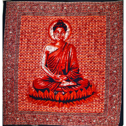 Buddha in Meditation Batik-Style Tapestry