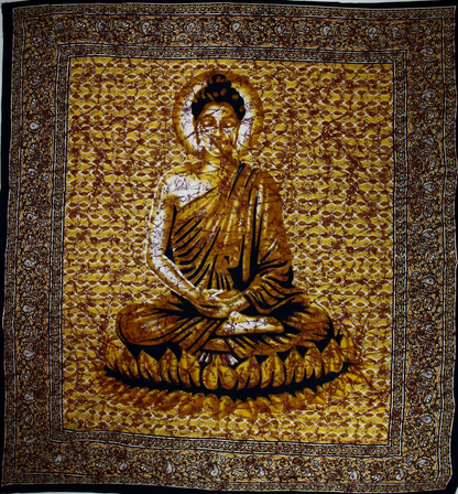 Buddha in Meditation Batik-Style Tapestry
