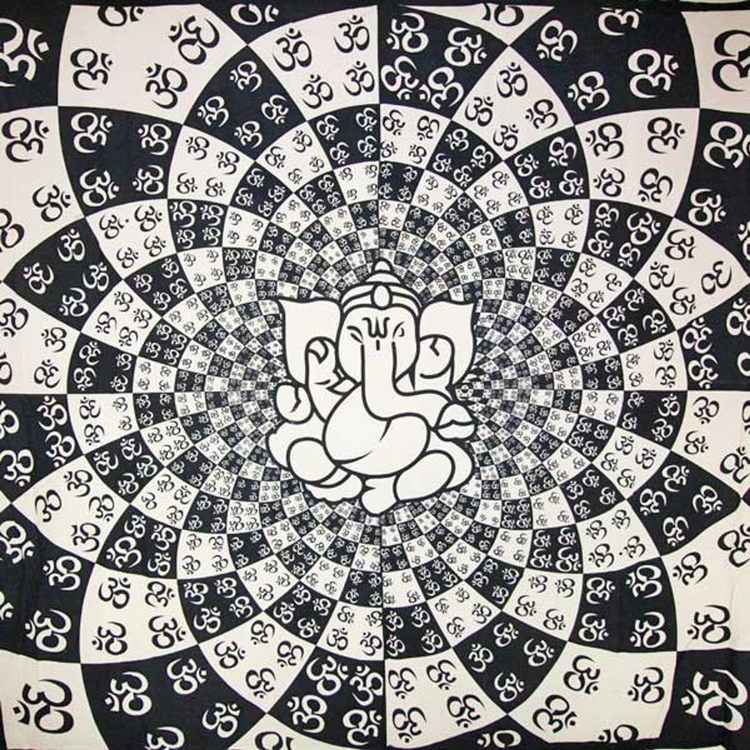 Ganesha on a Lotus & Om Mandala Tapestry