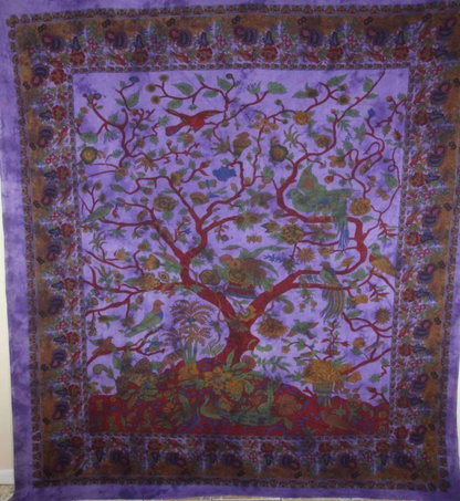 Violet Tree of Life Birds Tapestry