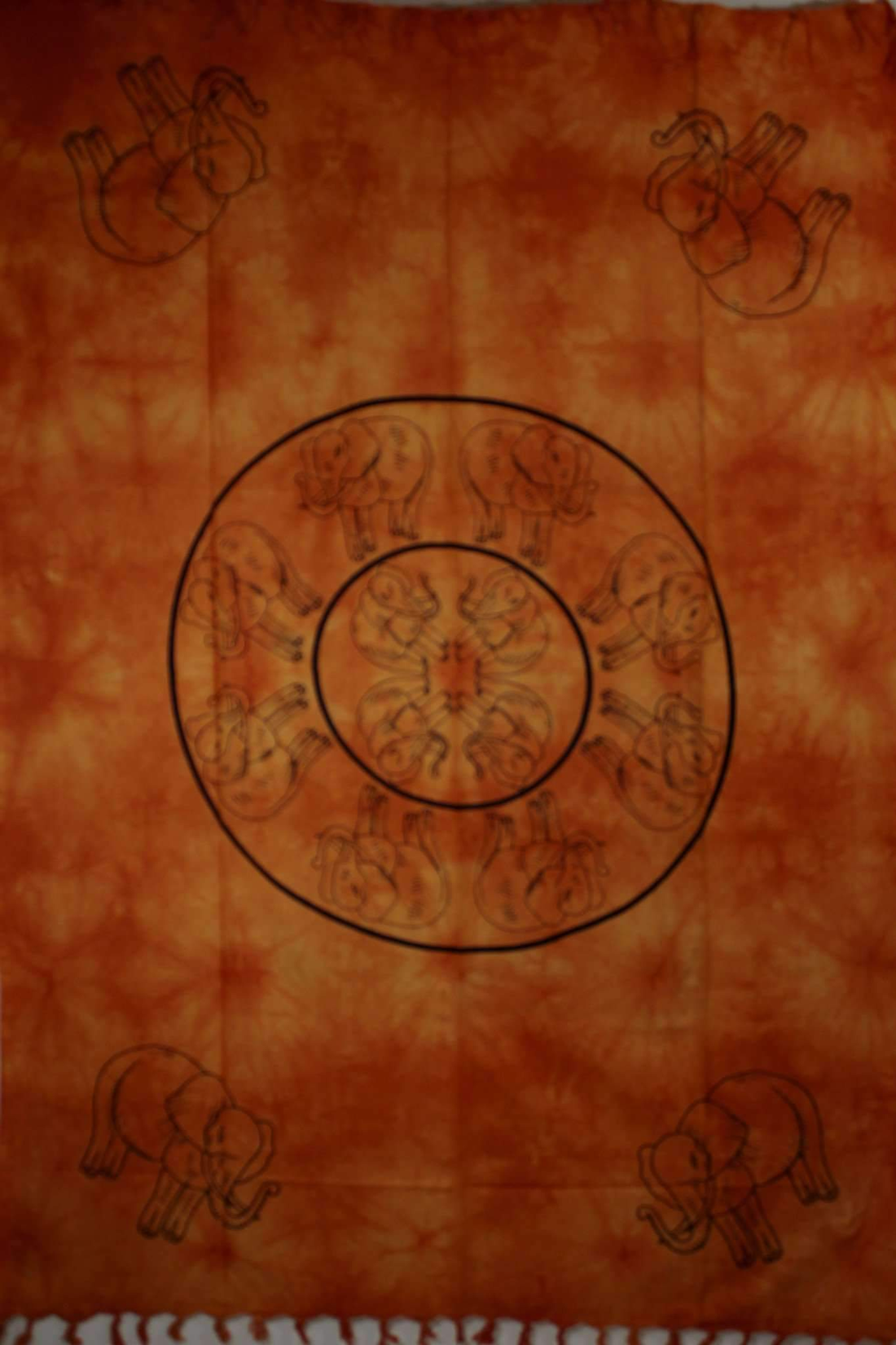 Folk Style Elephant Tie Dye Tapestry