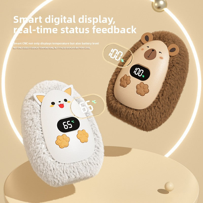 Portable Plush USB Hand Warmer with Digital Display