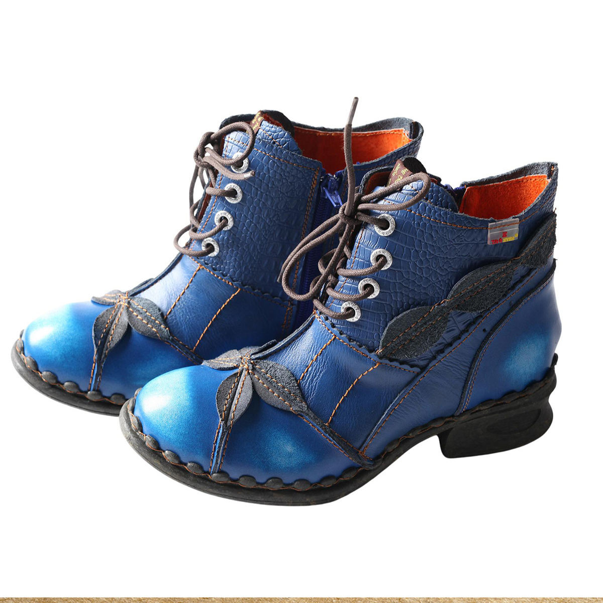 Washed leather Oxford women's boots
