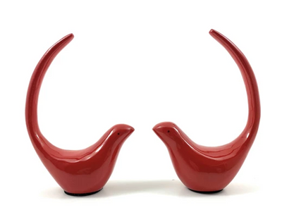 Vibhsa Red Bird Figurines of Health & Happiness, Set of 2 (4-Inch)