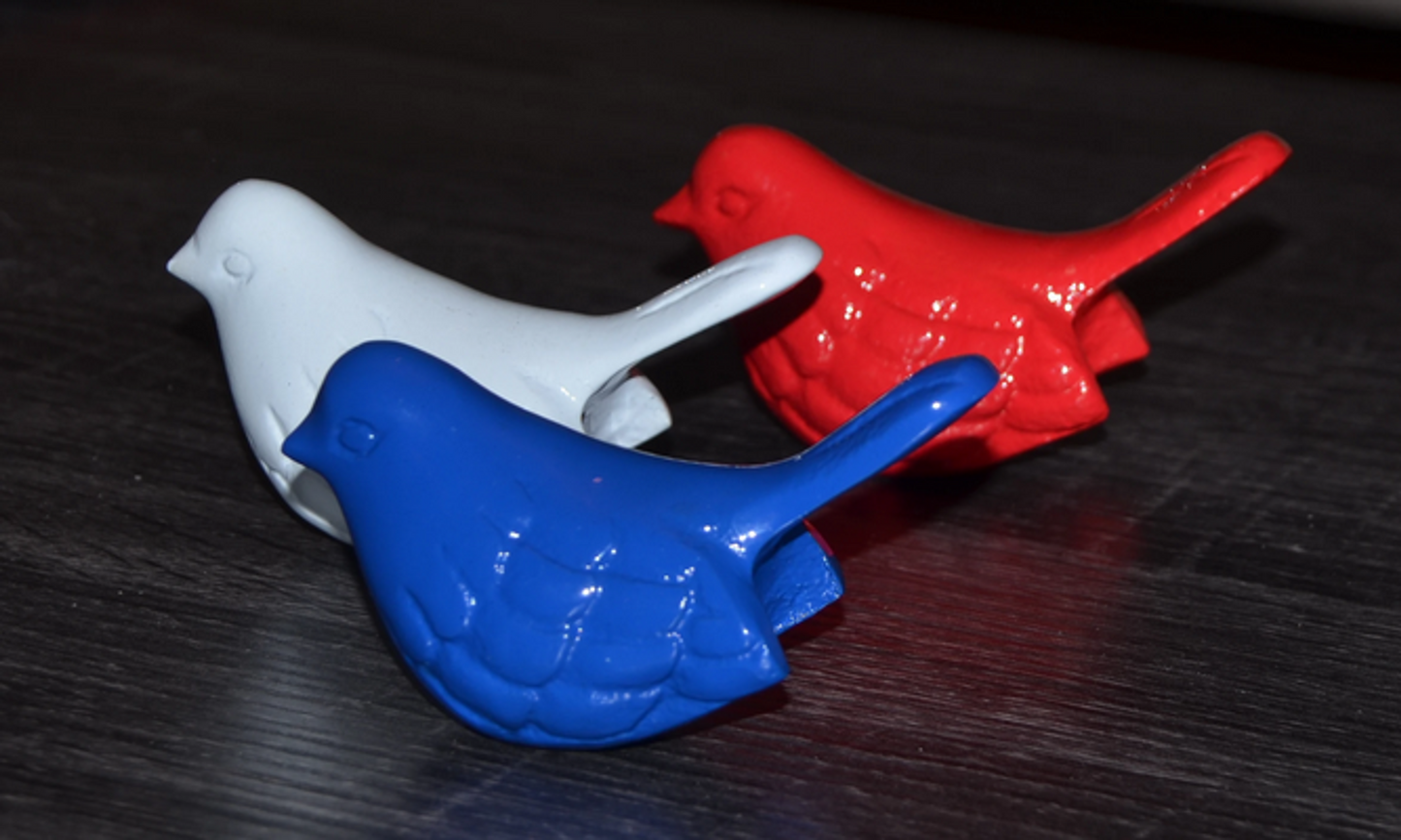 Vibhsa Bird Figurines, Set of 3 - Blue, Red, White