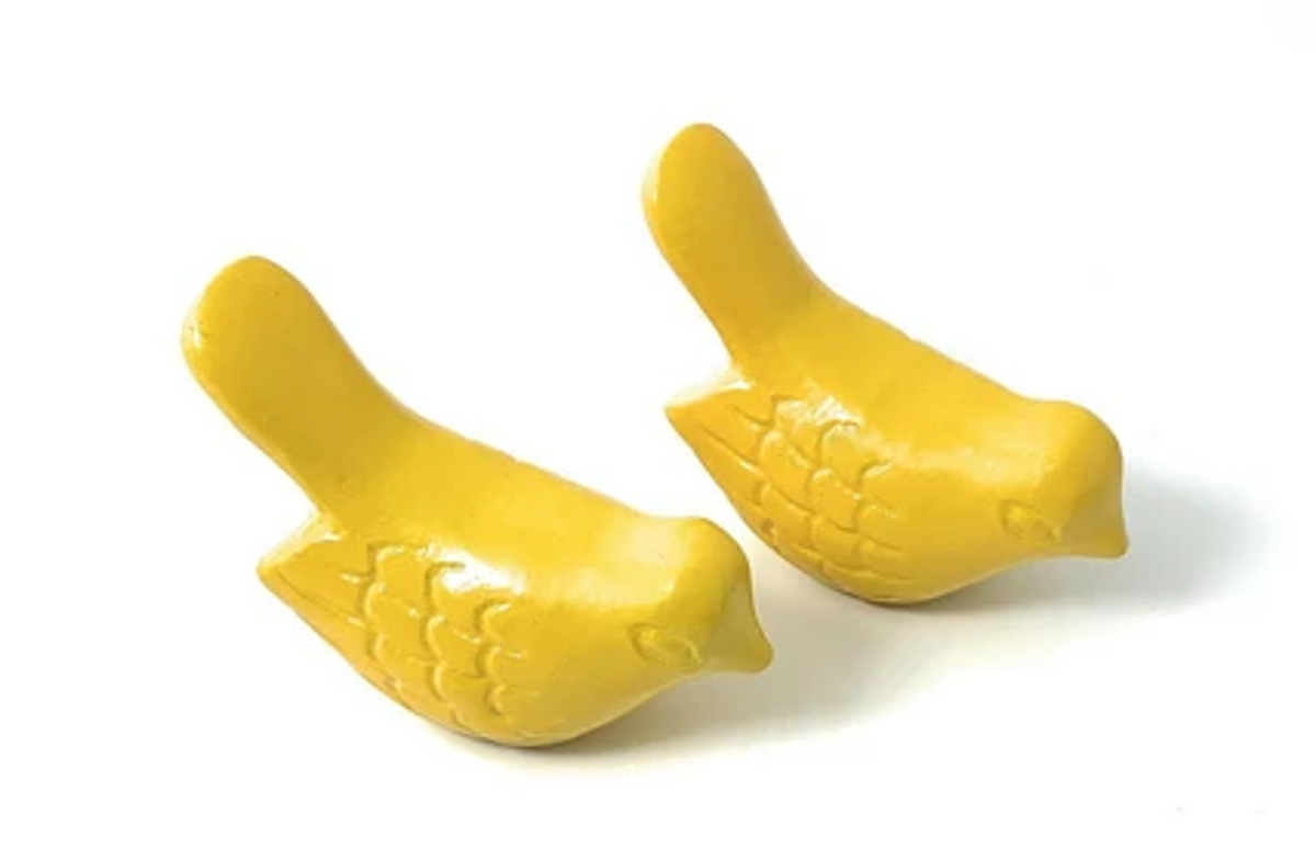 Vibhsa Bird Figurines of Health & Happiness, Yellow, Set of 2 (3.5-Inch)