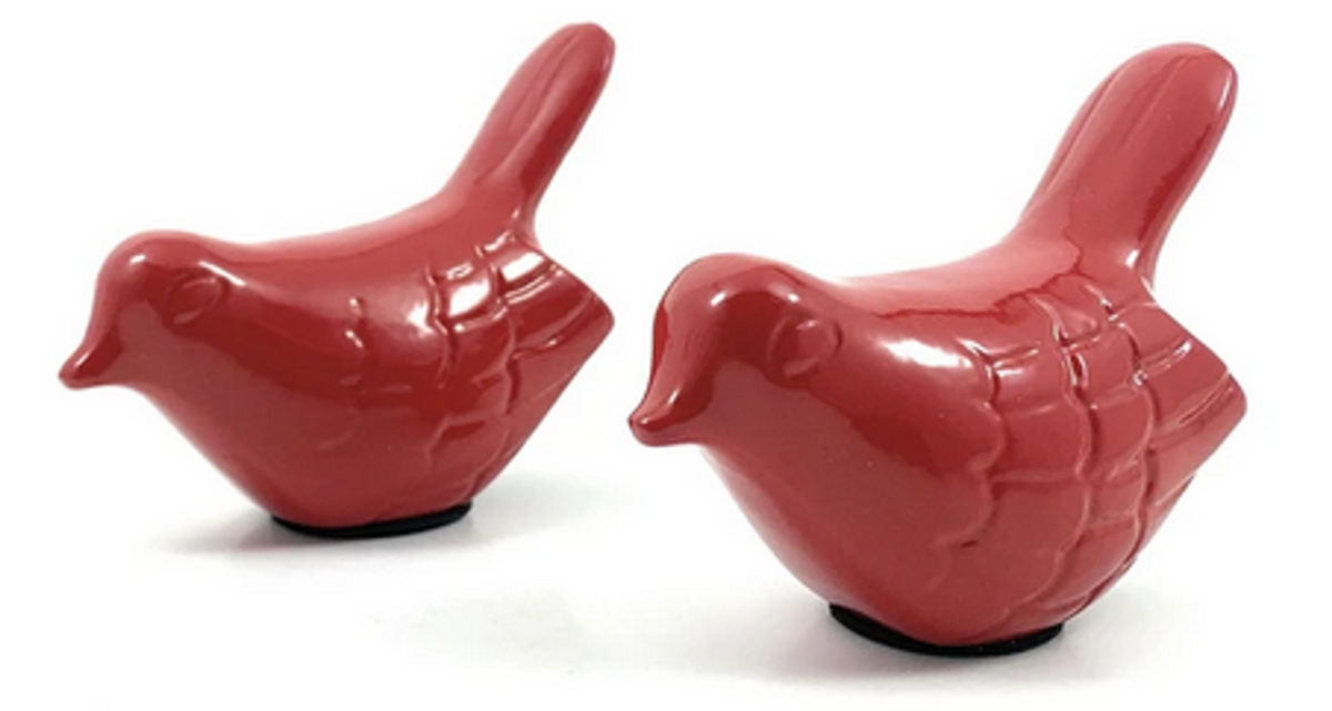 Vibhsa Bird Figurines of Health & Happiness, Red, Set of 2 (3.5-Inch)