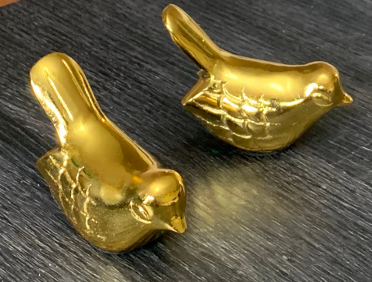 Vibhsa Bird Figurines of Health & Happiness, Golden Rustic, Set of 2 (3.5-Inch)