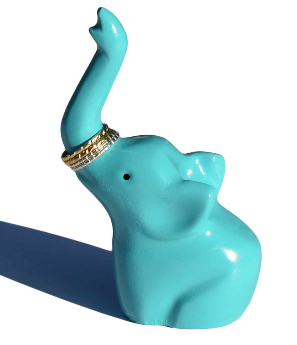 Vibhsa Elephant Ring Holder, Turquoise Aluminum