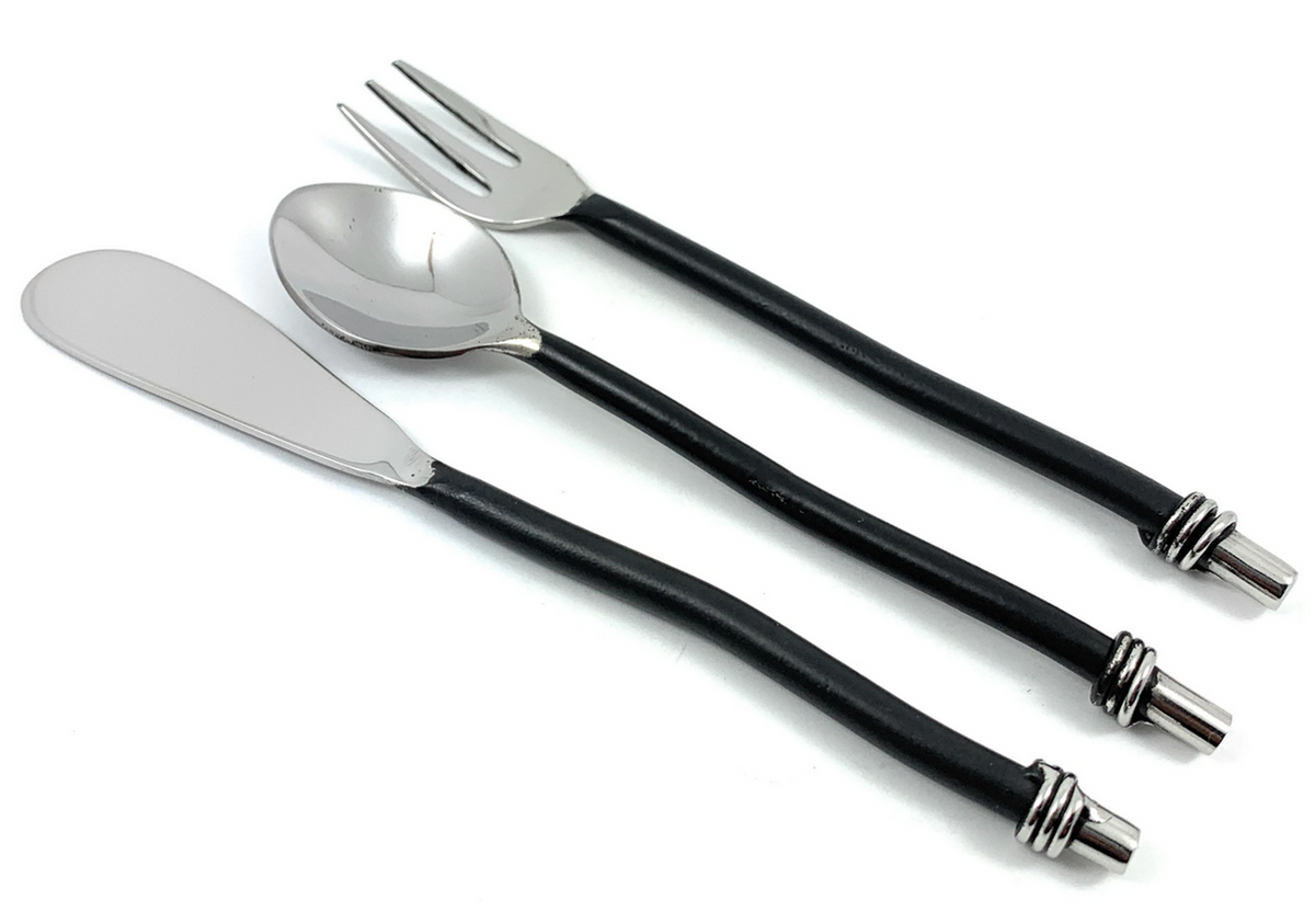 Vibhsa Breakfast Flatware Set, 6 Pieces, Black Twisted