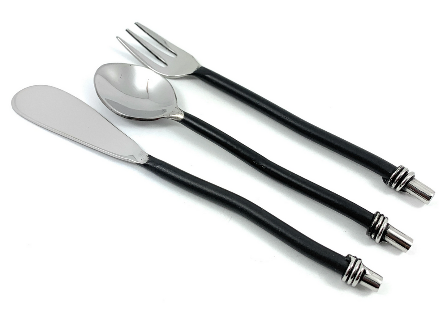 Vibhsa Breakfast Flatware Set, 12 Pieces, Black Twisted