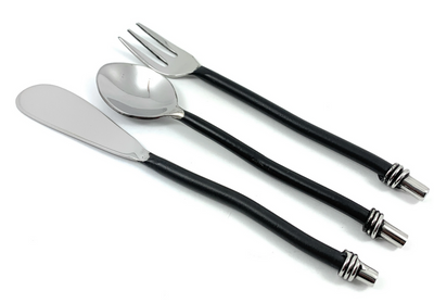 Vibhsa Breakfast Flatware Set, 24 Pieces, Black Twisted