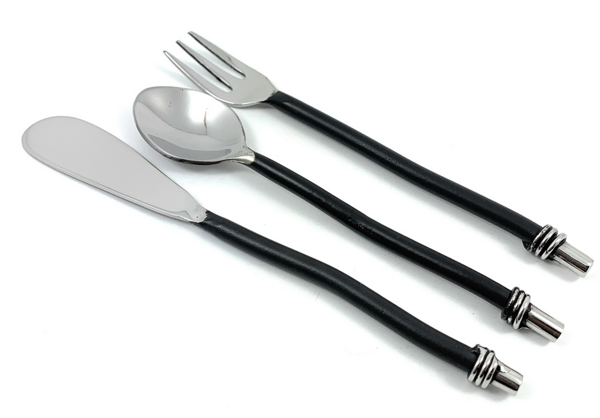 Vibhsa Breakfast Flatware Set, 24 Pieces, Black Twisted