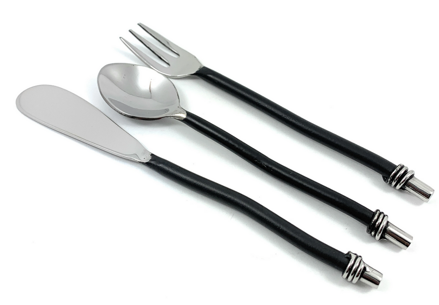 Vibhsa Breakfast Flatware Set, 24 Pieces, Black Twisted