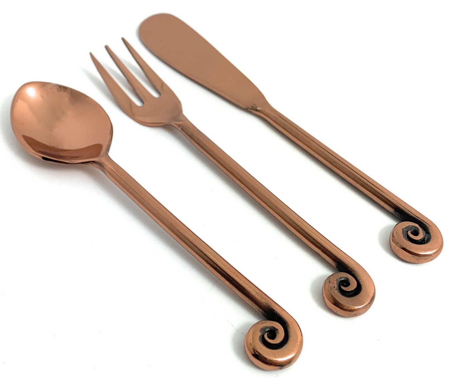 Vibhsa Breakfast Flatware Set, 6 Pieces, Treble Note Copper