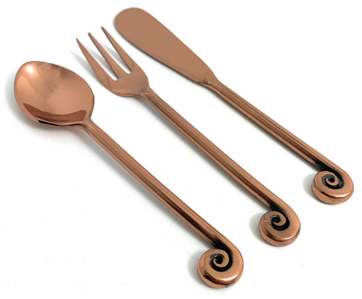 Vibhsa Breakfast Flatware Set, 12 Pieces, Treble Note Copper