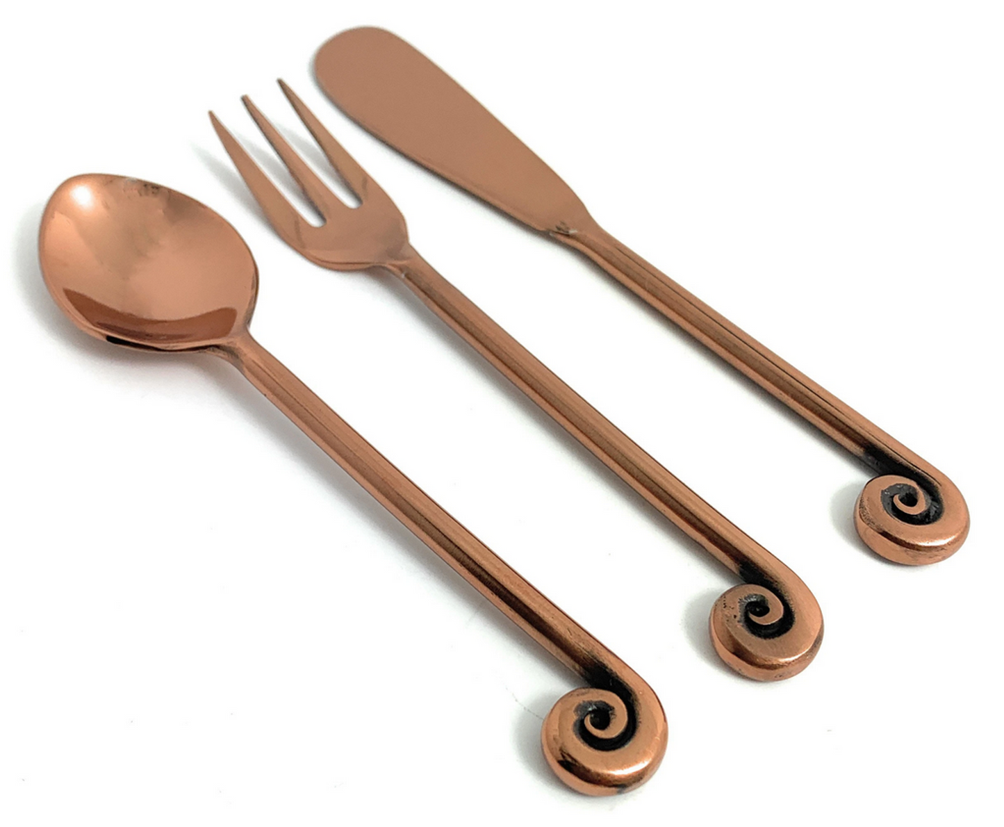 Vibhsa Breakfast Flatware Set, 18 Pieces, Treble Note Copper