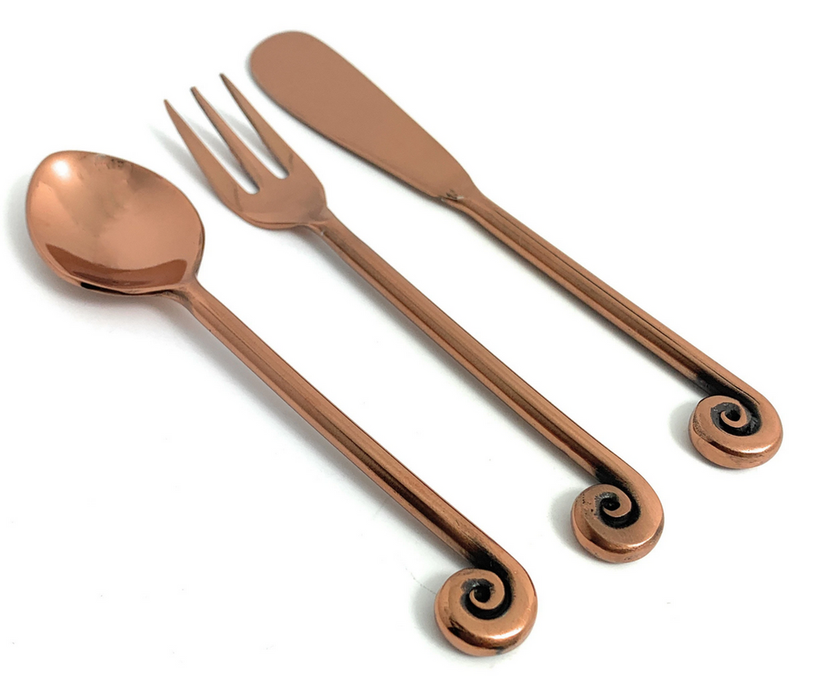Vibhsa Breakfast Flatware Set, 24 Pieces, Treble Note Copper