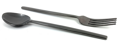 Vibhsa Dinner Forks & Tablespoons, 12 Pieces, Black Glossy