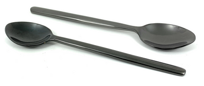 Vibhsa Dessert Spoons, Set of 6, Black Glossy Stainless Steel