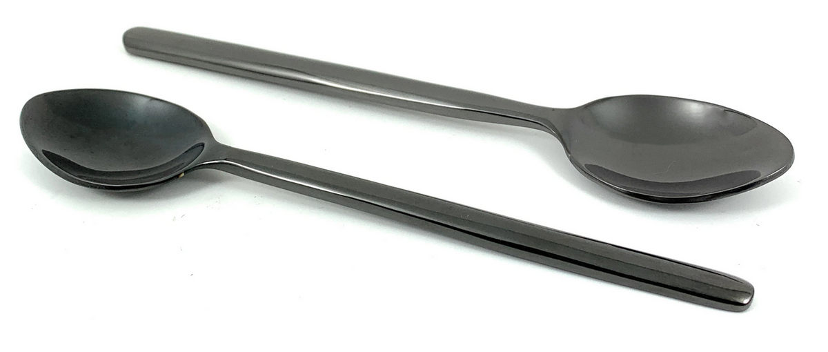 Vibhsa Dessert Spoons, Set of 6, Black Glossy Stainless Steel