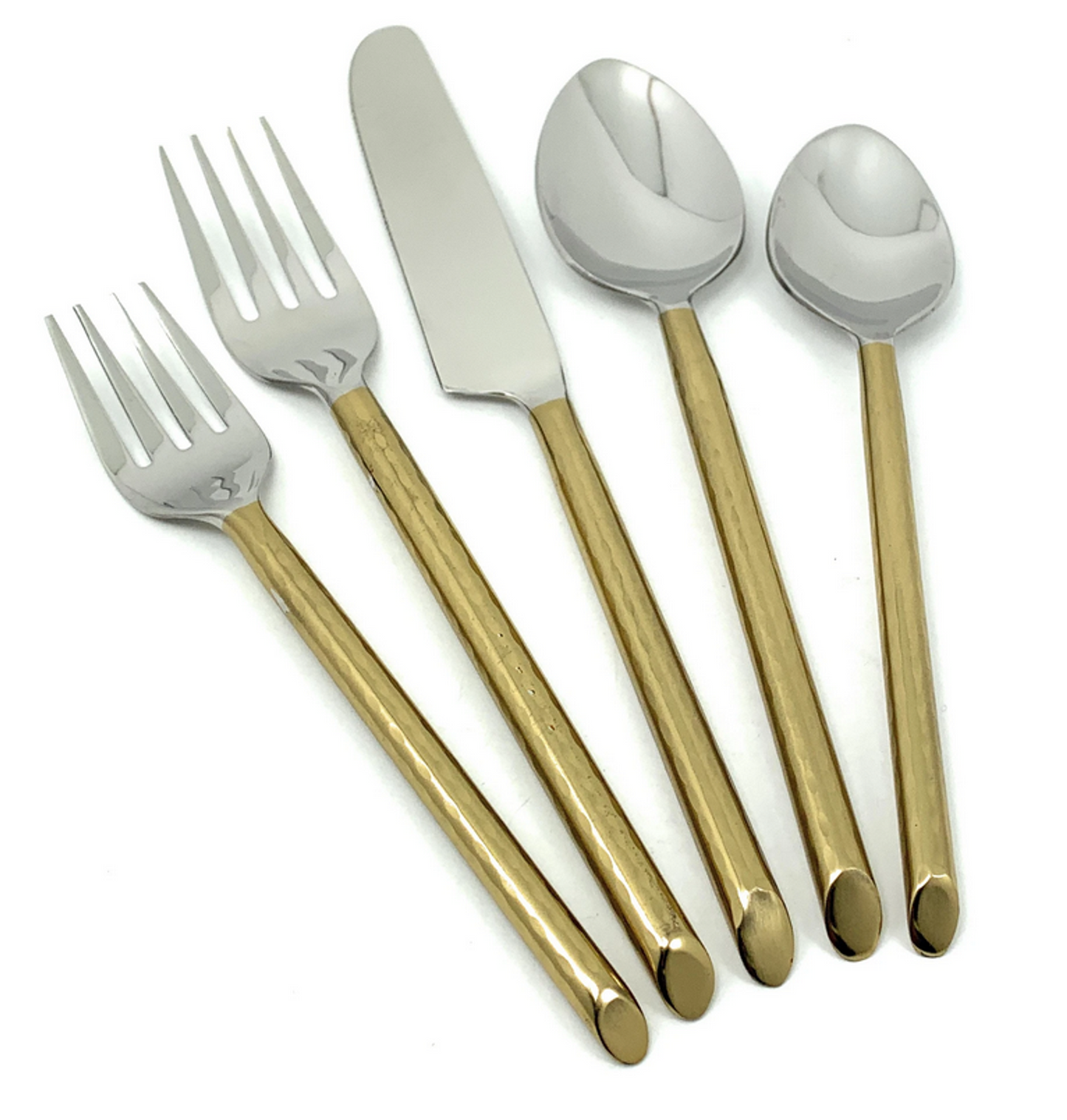Vibhsa Golden Flatware Set, 5 Pieces, Cut Hammered