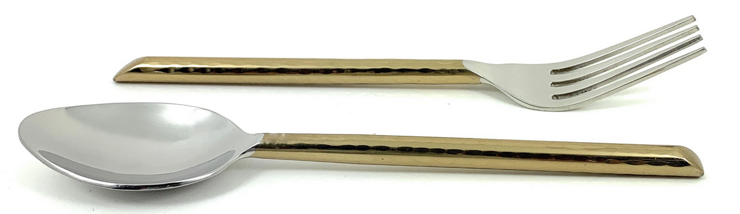 Vibhsa Golden Appetizer Forks & Dessert Spoons, 12 Pieces