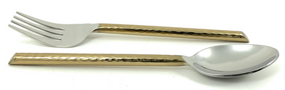 Vibhsa Golden Dinner Forks & Spoons, 8 Pieces, Cut Hammered