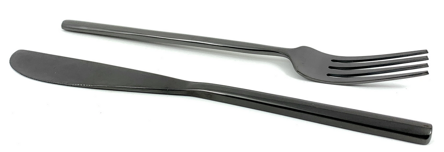 Vibhsa Golden Dinner Forks & Knives, 8 Pieces, Cut Hammered