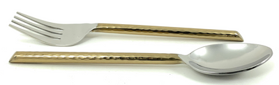 Vibhsa Golden Dinner Forks & Spoons, 12 Pieces, Cut Hammered