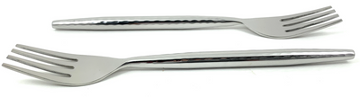 Vibhsa Dinner Forks, Set of 6, Hammered Silver Glossy