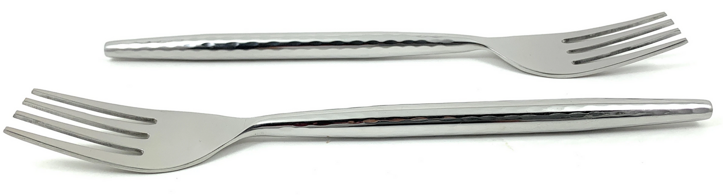 Vibhsa Dinner Forks, Set of 6, Hammered Silver Glossy