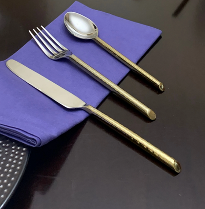 Vibhsa Hammered Golden Flatware, 18-Piece Set