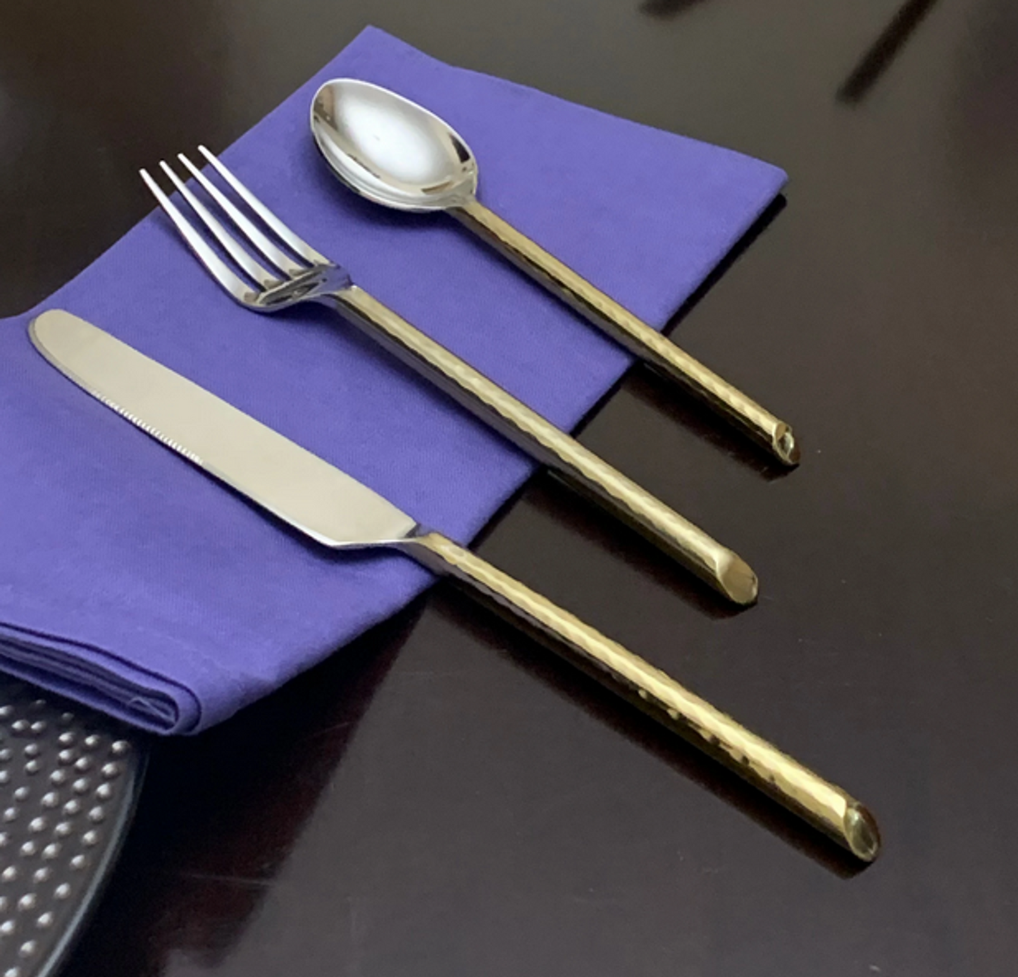 Vibhsa Hammered Golden Flatware, 36-Piece Set